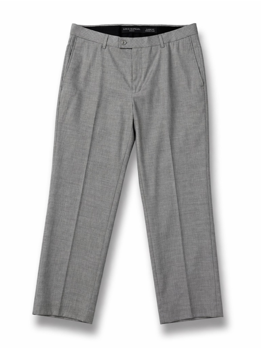 Gray Men's Dress Pants 38x30 Classic Fit Hidden Flex Polyester Linen Blend